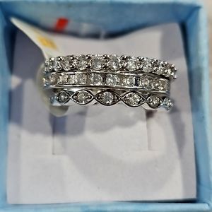 Bomb Party rhodium plating Diamond Cubic Zirconia size 7